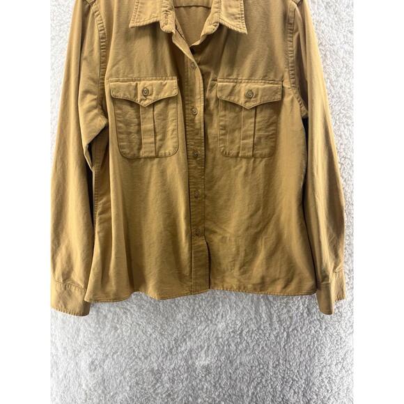 LL BEAN Shirt Women's Size 14 Button Down Long Sleeve Cotton Yellow - Picture 5 of 9